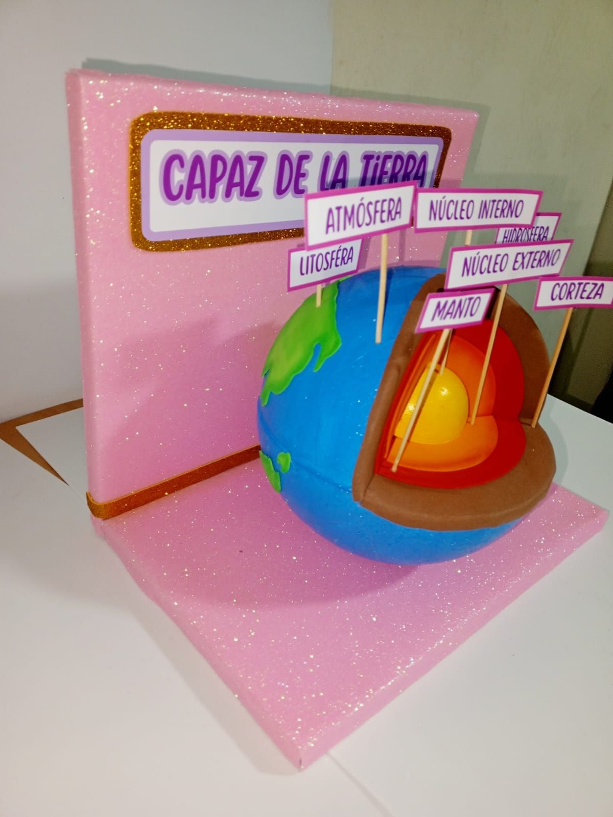 Maqueta de las capas de la Tierra - vista detalle